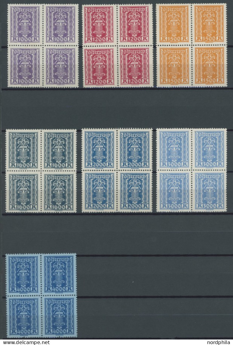 ÖSTERREICH 1918-1938 360-97 VB , 1922/4, Freimarken In Postfrischen Viererblocks (4 Kr. Nur 2 Paare), Bei 4000 Kr. Die U - Autres & Non Classés