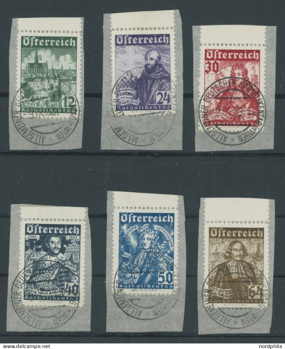 ÖSTERREICH 1918-1938 557-62 BrfStk, 1933, Katholikentag, Sonderstempel, Prachtsatz Auf Briefstücken, Mi. 280.- - Otros & Sin Clasificación