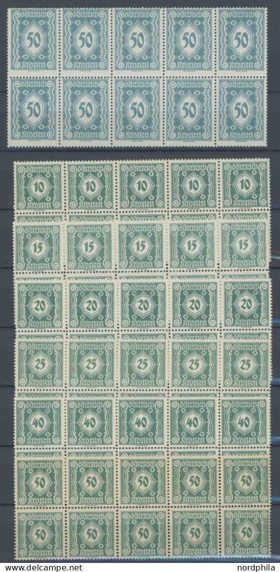 PORTOMARKEN P 103-17 , 1922, Neue Ziffernzeichnung, 10 Postfrische Sätze In Bogenteilen, Fast Nur Prachterhaltung, Mi. 1 - Postage Due