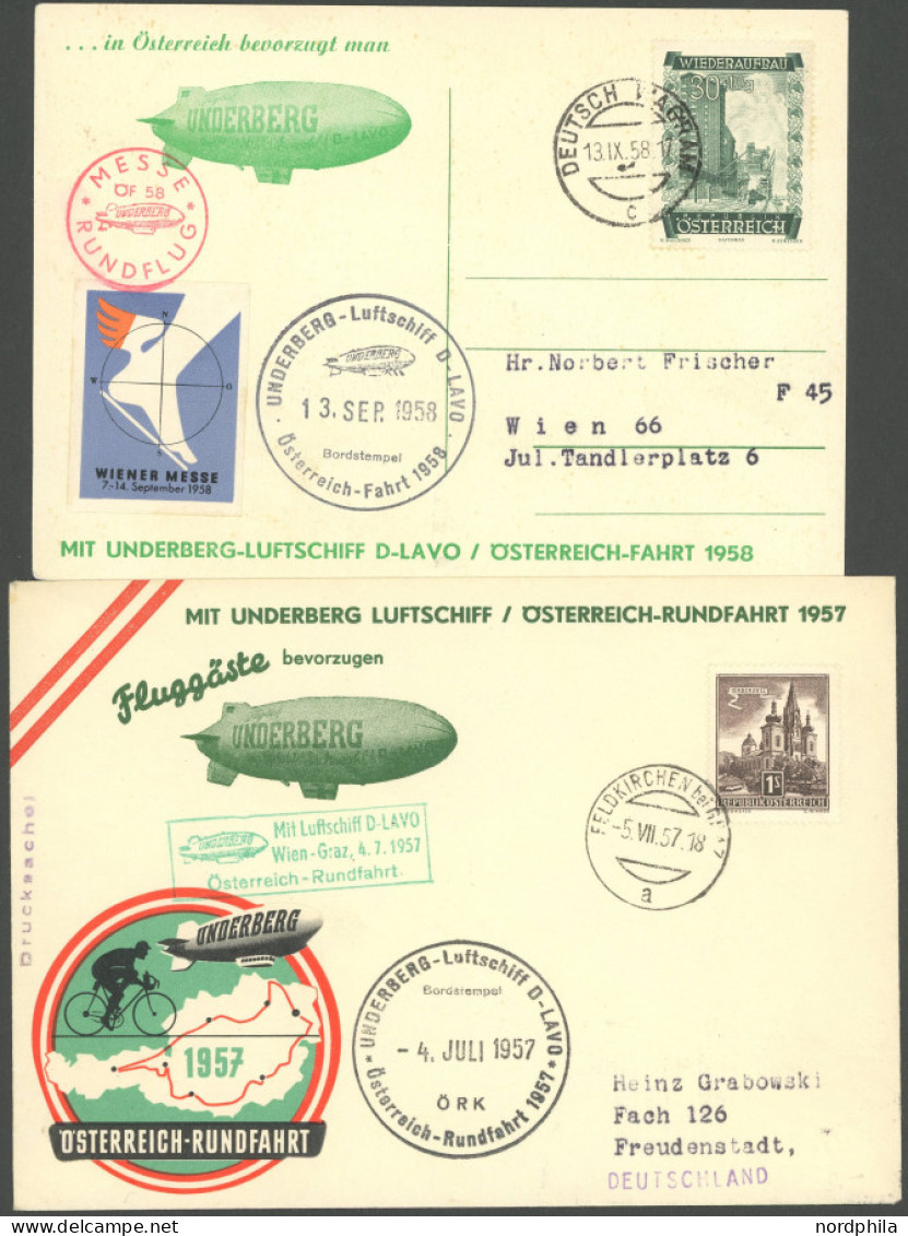 SONDERFLÜGE 1957/8, Unterberg-Luftschiff D-LAVO, Illustrierter Sonderflugbrief Und Karte, Etwas Bügig Sonst Pracht - Otros & Sin Clasificación