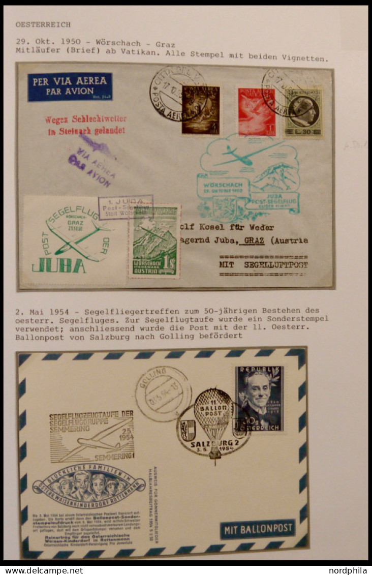 SONDERFLÜGE 1950-98, Sammlung Mit 76 Belegen Segelflug Und Verwandte Sportarten, Mit Ausländischen Zuleitungen Aus 9 Län - Sonstige & Ohne Zuordnung