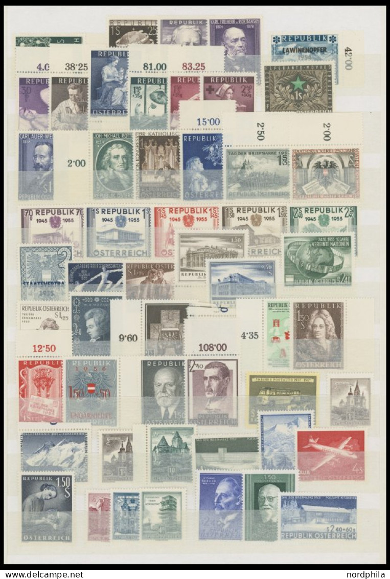 SAMMLUNGEN , Postfrische Teilsammlung Österreich Von 1945-60 Mit Vielen Besseren Ausgaben, Ab 1948 Recht Komplett, U.a.  - Sammlungen
