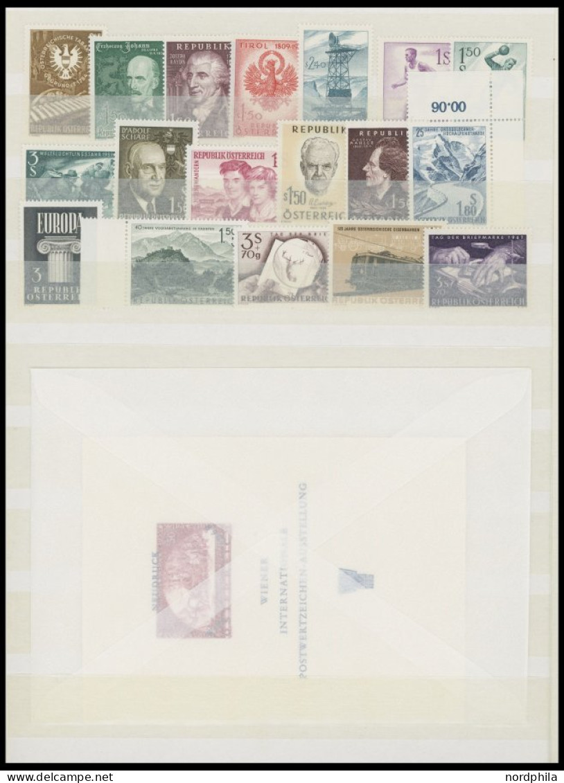 SAMMLUNGEN , Postfrische Teilsammlung Österreich Von 1945-60 Mit Vielen Besseren Ausgaben, Ab 1948 Recht Komplett, U.a.  - Sammlungen