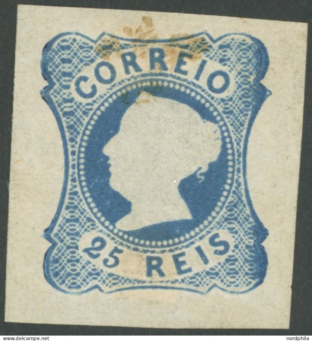 PORTUGAL 2NDa , 1863, Neudruck: 25 R. Blau, Mehrere Falzreste, Feinst, Gepr. Ehrig Mit Befund, Mi. 170.- - Otros & Sin Clasificación