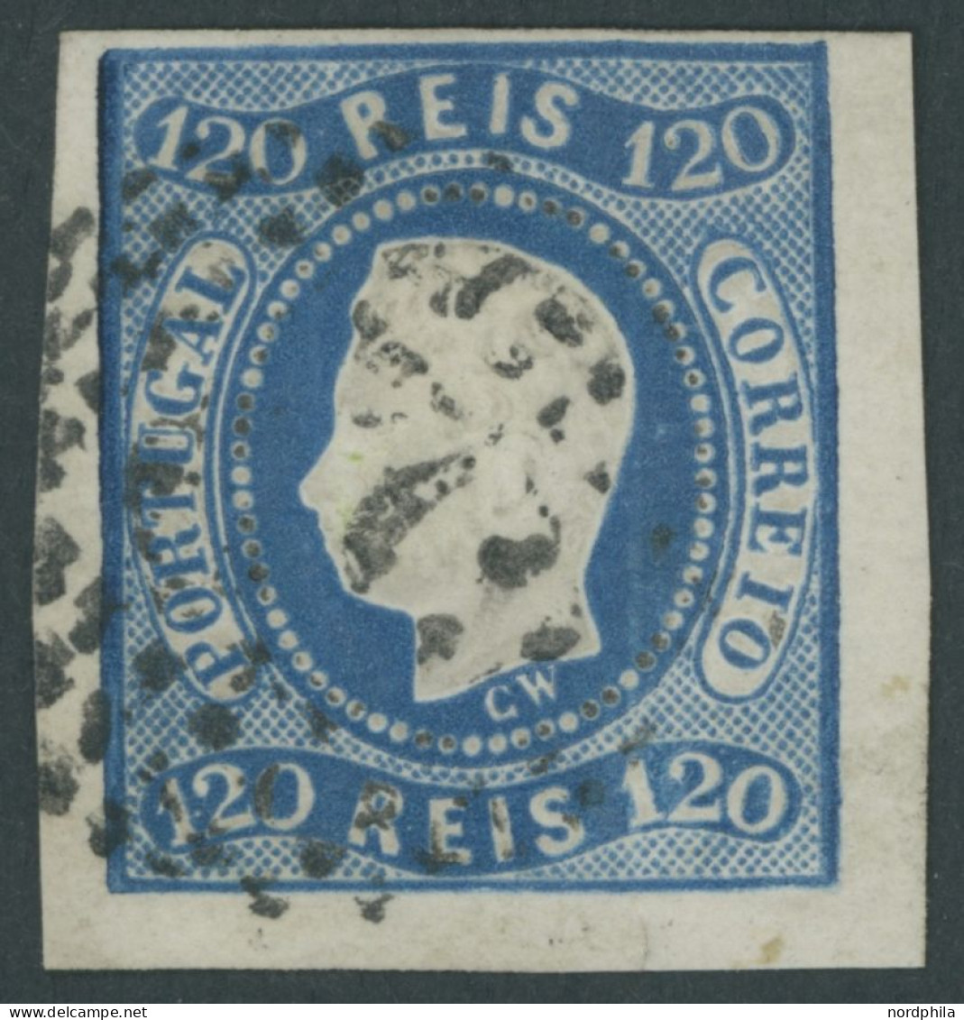 PORTUGAL 24 O, 1866, 120 R. Blau, Pracht, Mi. 100.- - Other & Unclassified