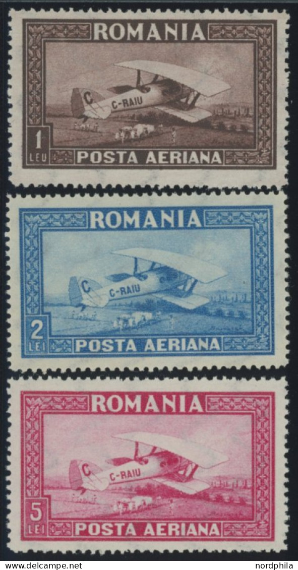 RUMÄNIEN 336-38X,Y , 1928, Flugpost, Beide Wz., 2 Postfrische Prachtsätze, Mi. 70.- - Sonstige & Ohne Zuordnung