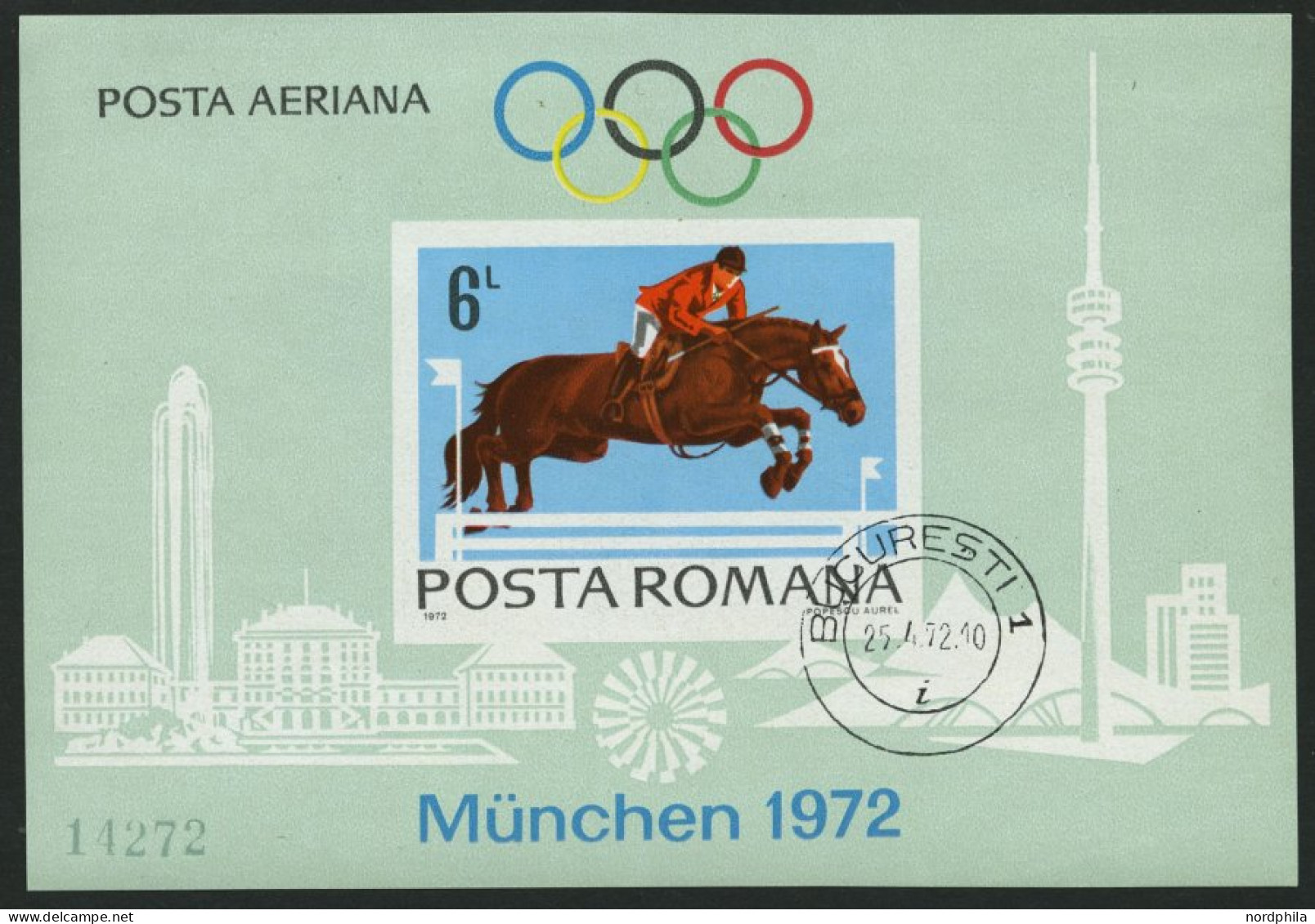 RUMÄNIEN Bl. 94 O, 1972, Block Olympische Spiele, Pracht, Mi. 110.- - Blocs-feuillets
