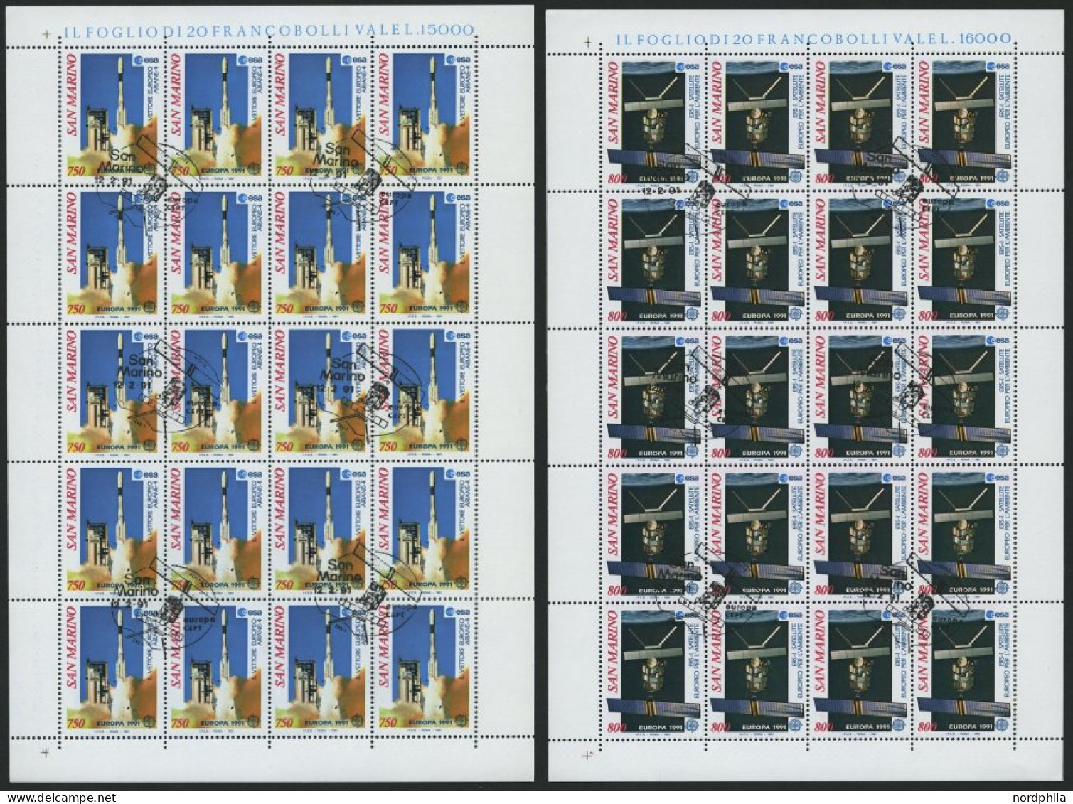 SAN MARINO 1465/6 KB O, 1991, Europäische Weltraumfahrt In Kleinbogen, Pracht, Mi. 160.- - Other & Unclassified