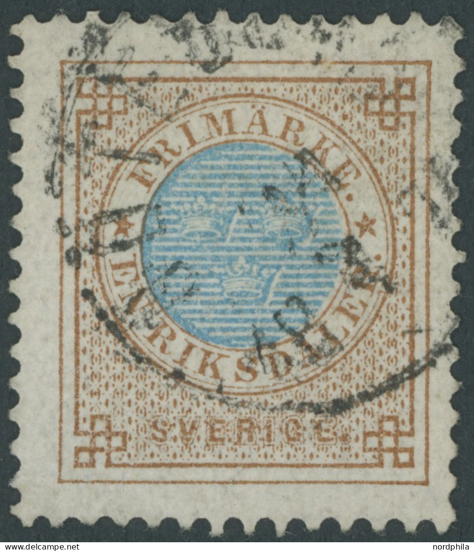 SCHWEDEN 26B O, 1877, 1 Rd. Braun/blau, Gezähnt 13, Normale Zähnung, Pracht, Mi. 500.- - Other & Unclassified