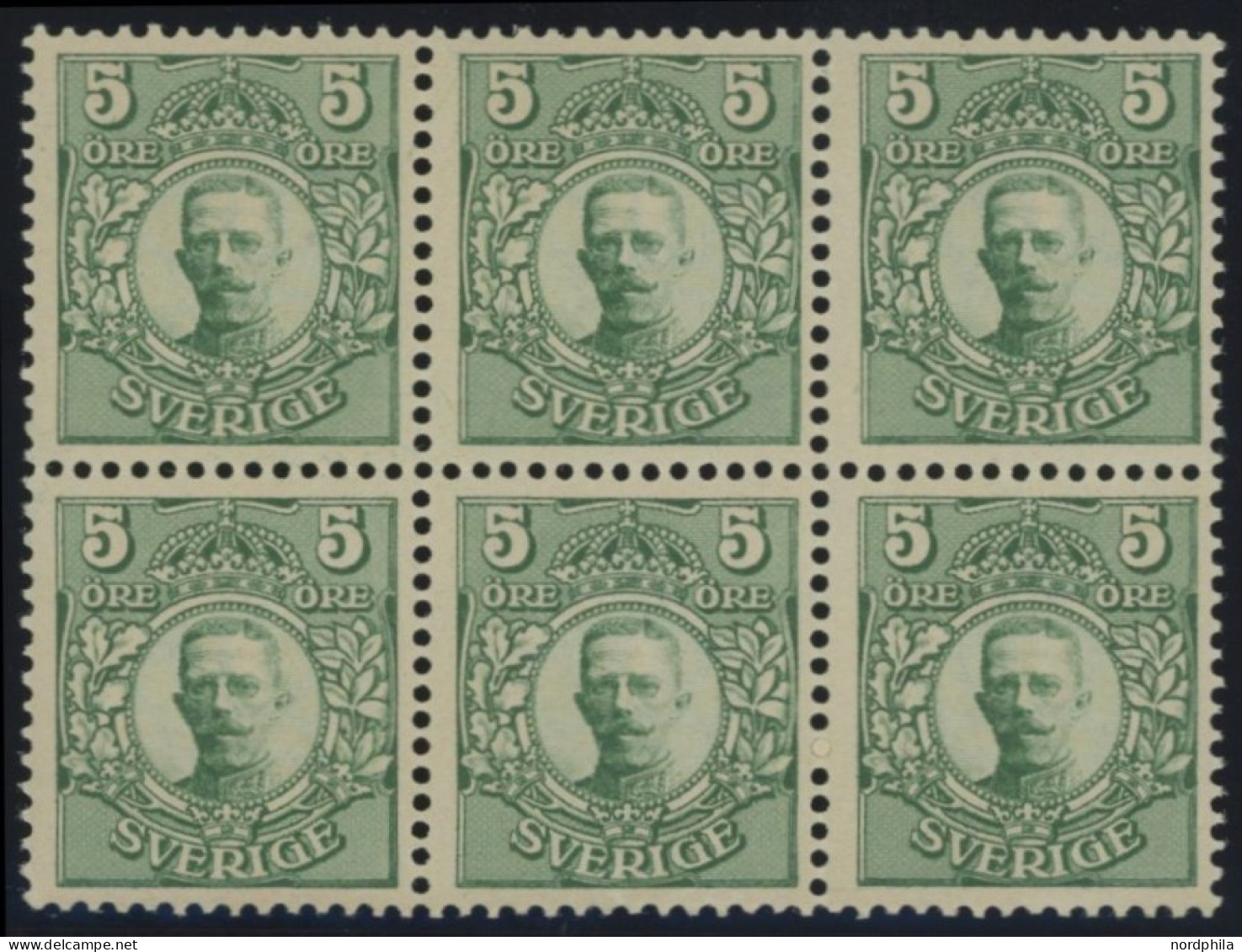 SCHWEDEN 60 , 1911, 5 Ö Grün, Mit Wz., Im Postfrischen Sechserblock, Pracht - Otros & Sin Clasificación