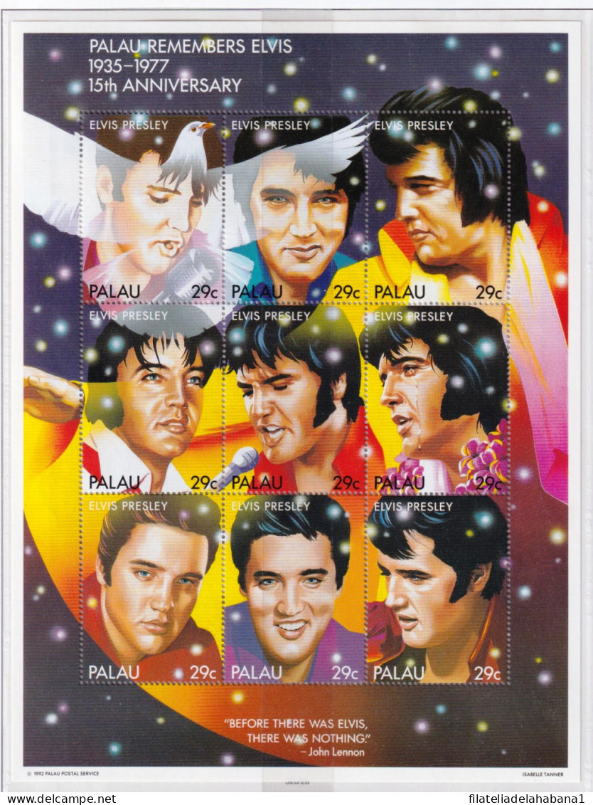 F-EX41360 PALAU MNH 1992 MUSIC ELVIS PRESLEY SPECIAL SHEET. - Elvis Presley