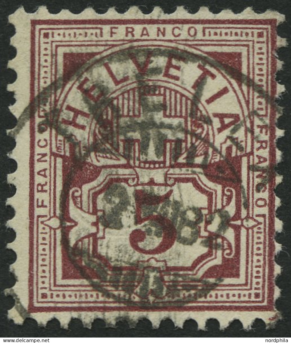 SCHWEIZ BUNDESPOST 46 O, 1882, 5 C. Lilabraun, Pracht, Mi. 120.- - Gebruikt