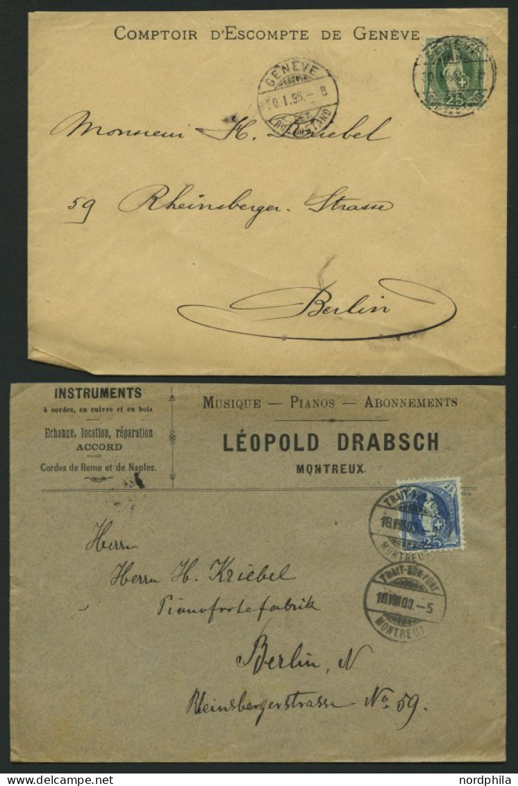 SCHWEIZ BUNDESPOST 59,67,73 BRIEF, 1895,1900, 25 C. Grün, 25 C. Blau Und 25 C. UPU, Je Als Einzelfrankatur Auf Brief Nac - Briefe U. Dokumente