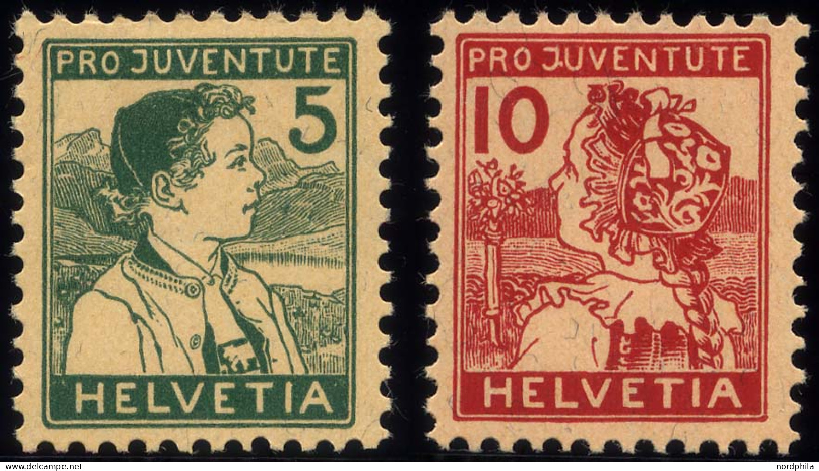 SCHWEIZ BUNDESPOST 128/9 , 1915, Pro Juventute, Falzreste, Pracht, Mi. 110.- - Nuevos