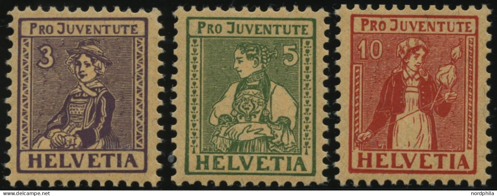 SCHWEIZ BUNDESPOST 133-35 , 1917, Pro Juventute, Prachtsatz, Mi. 100.- - Used Stamps