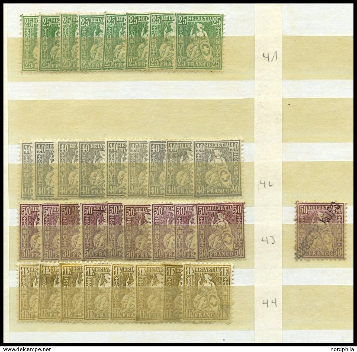 LOTS O,,Brief , 1862-81, Dublettenpartie Sitzende Helvetia, Insgesamt 230 Werte Und 4 Briefe, Etwas Unterschiedliche Erh - Sammlungen