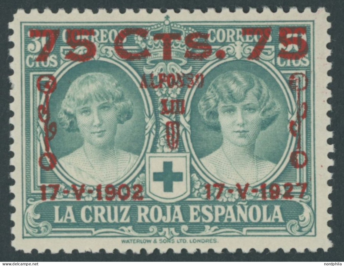 SPANIEN 344 , 1927, 75 C. Auf 30 C. 25. Jahrestag Der Krönung II, Postfrisch, Pracht, Mi. 350.- - Other & Unclassified