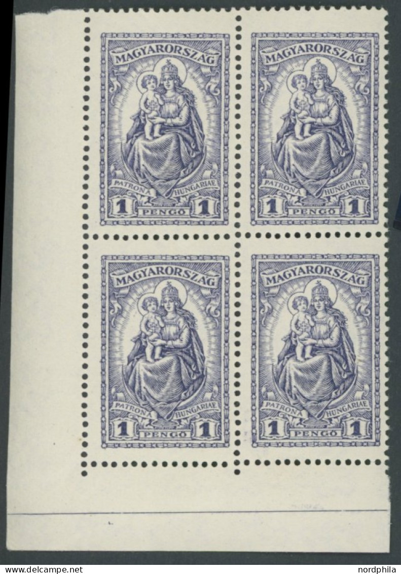 UNGARN 427 VB , 1926, 1 P. Patrona Hungariae Im Unteren Linken Eckrandviererblock, Postfrisch, Pracht, Mi. (200.-) - Autres & Non Classés