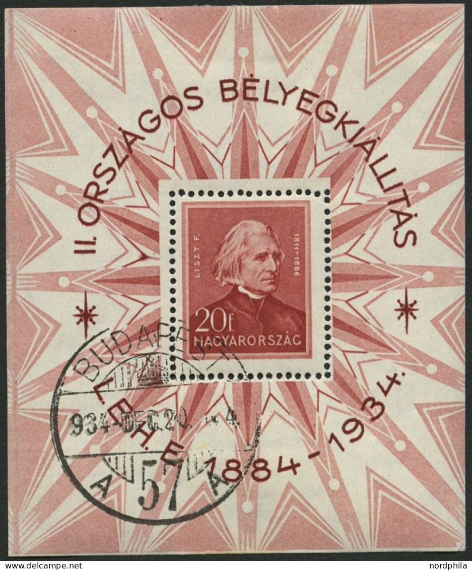 UNGARN Bl. 1 O, 1934, Block Philatelistische Ausstellung, Feinst, Mi. 140.- - Autres & Non Classés