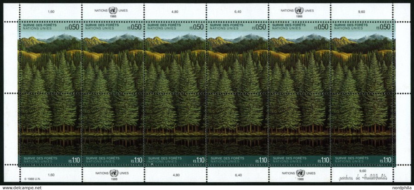 UNO - GENF 165/6KB , 1988, Rettet Den Wald Im Zusammendruckbogen, Pracht, Mi. 60.- - Otros & Sin Clasificación