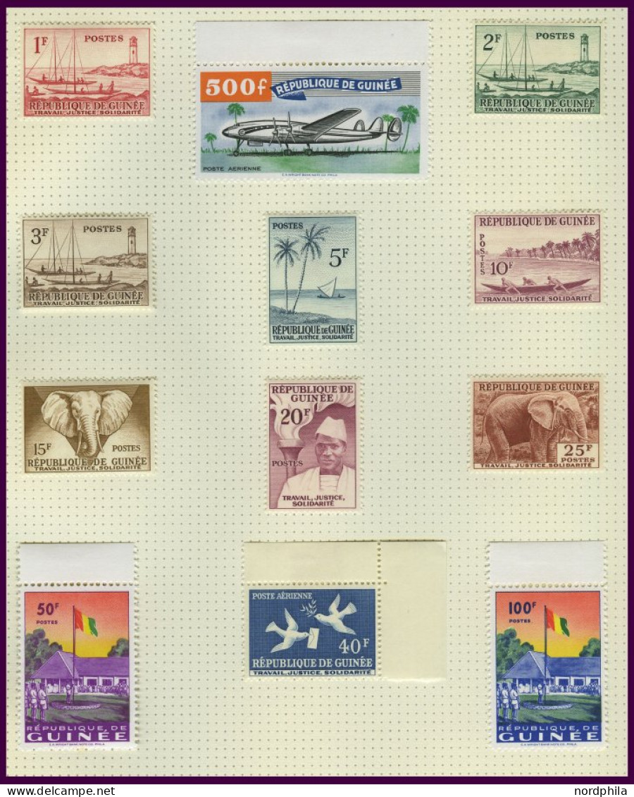 GUINEA , , 1959-68, Praktisch Komplette Sammlung Im Album (ohne Ungezähnte Ausgaben), Blocks Wohl Alle Postfrisch, Prach - Guinee (1958-...)