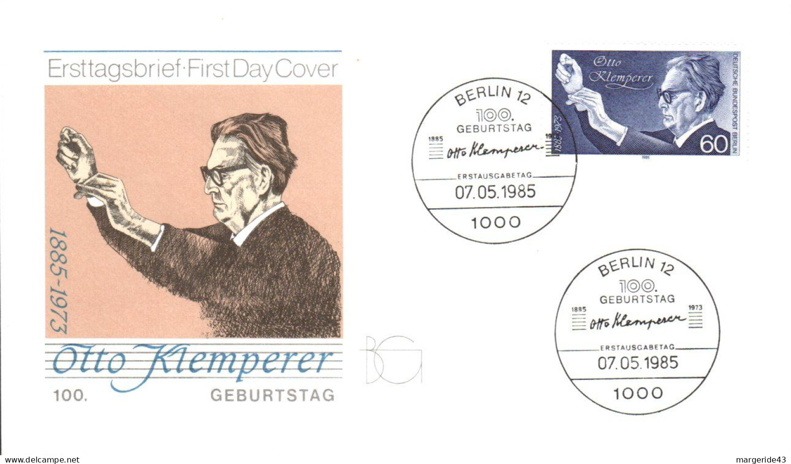 BERLIN FDC 1985 OTTO KLEMPERER - 1981-1990