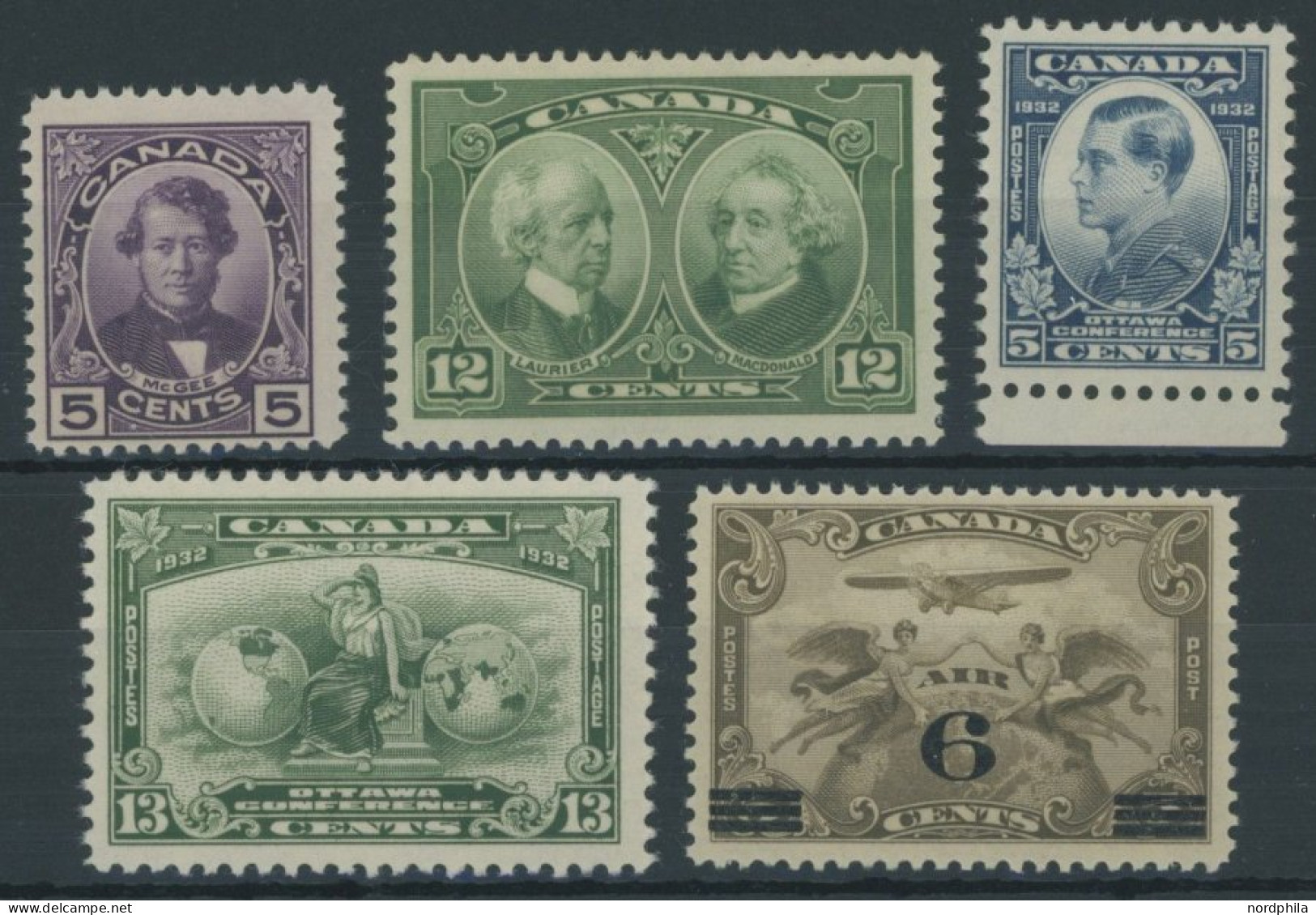 KANADA 124/5,160/1,169 , 1927-32, 5 Verschiedene Postfrische Werte, Pracht - Autres & Non Classés