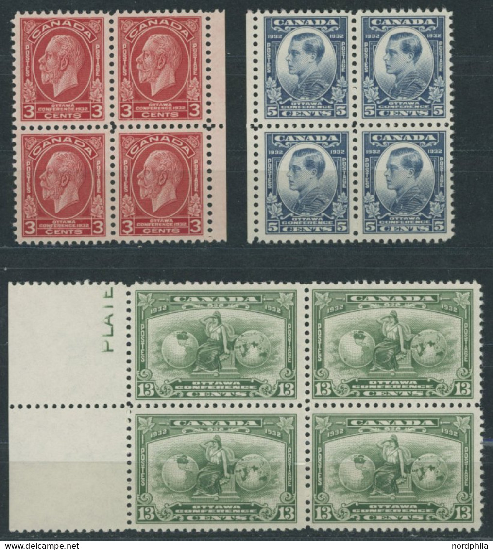 KANADA 159-61 VB , 1932, Wirtschaftskonferenz In Postfrischen Viererblocks, Prachtsatz - Unused Stamps