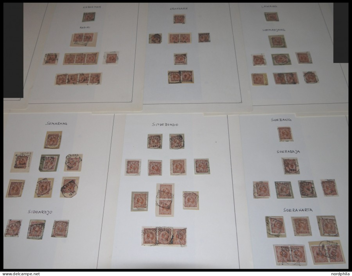 NIEDERLÄNDISCH-INDIEN 1896-1899, Saubere Sammlung Viereck-Ortsstempel Auf 187 Briefstücken Von AMBARAWA Bis WLINGI, Selt - India Holandeses