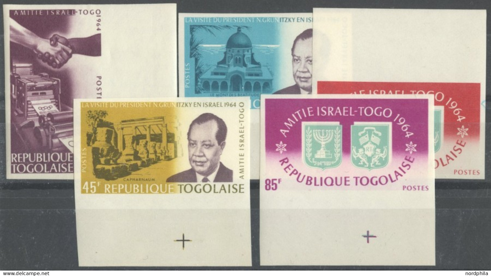 TOGO 452-456B , 1965, Freundschaft, Ungezähnt, Postfrischer Prachtsatz - Togo (1960-...)