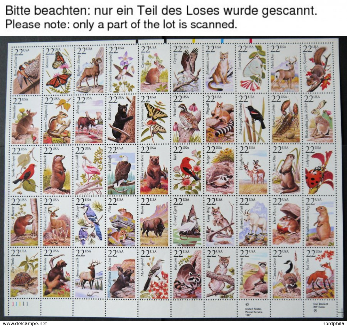 USA Aus 1203-Bl. 34 , Aus Scott 1633-2838, 1976-94, 8 Verschiedene Bogen Bzw. Doppelblocks, Fast Nur Prachterhaltung, $  - Strips & Multiples