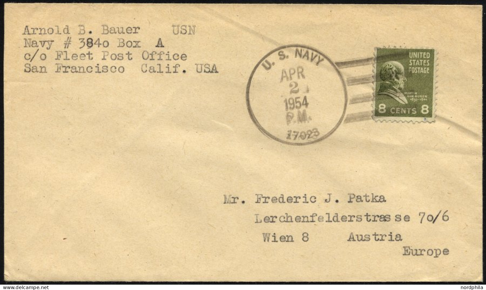 FELDPOST 1954, Feldpostbrief Aus Taiwan über Das Amerikanische Haupt-Feldpostamt In San Francisco Nach Wien, Mit Feldpos - Cartas & Documentos