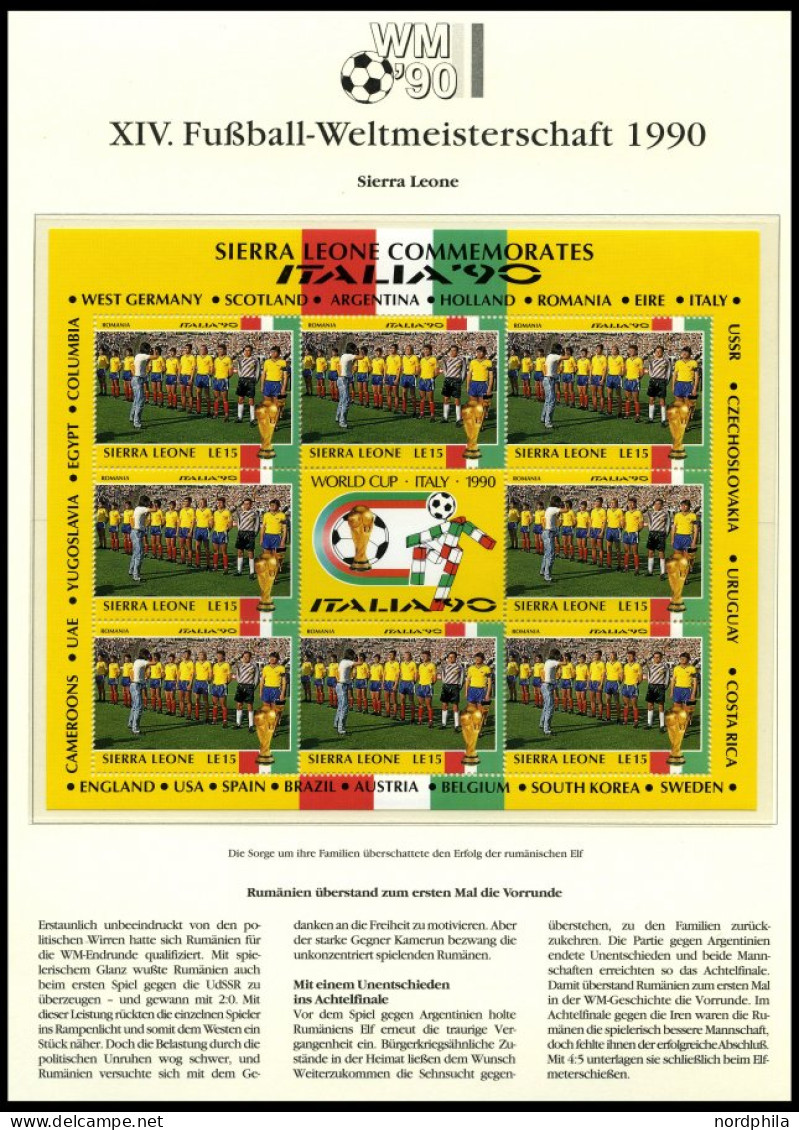 SPORT ,o,Brief , XIV. Fußball-Weltmeisterschaft 1990 In 3 Spezialalben, Mit Blocks, Kleinbogen, Markenheftchen, FDC`s, N - 1990 – Italien