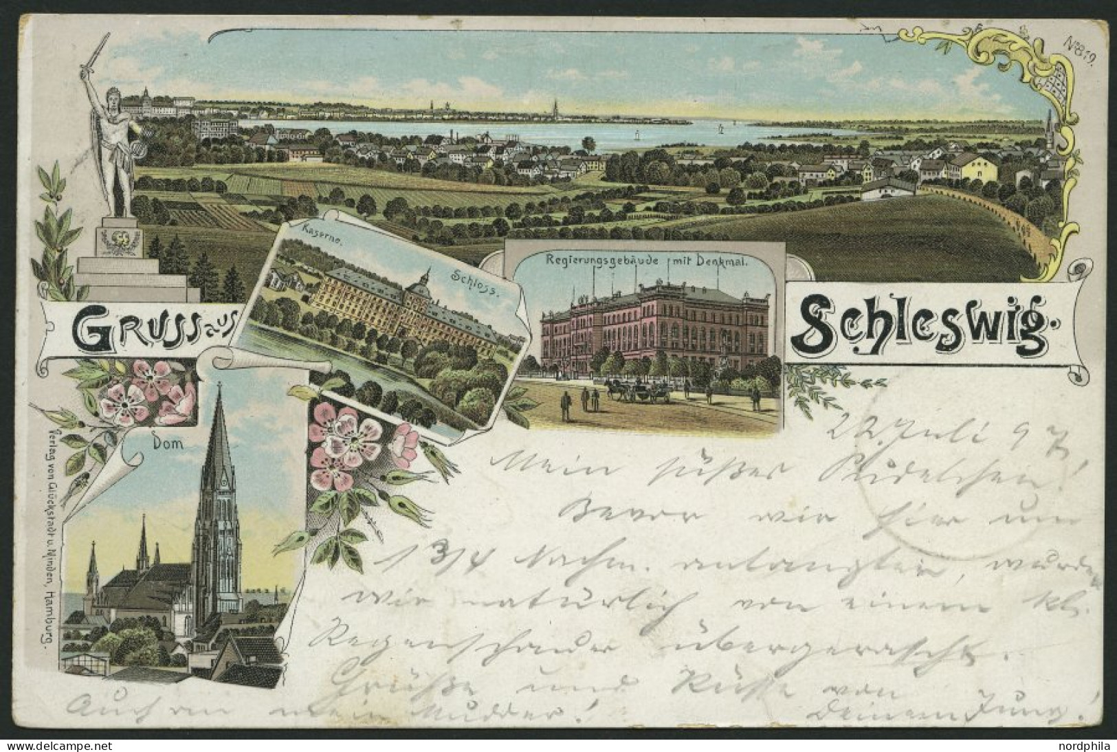 DEUTSCHLAND ETC. SCHLESWIG, Gruss Aus..., Farbige Lithokarte Von 1897 - Briefe U. Dokumente