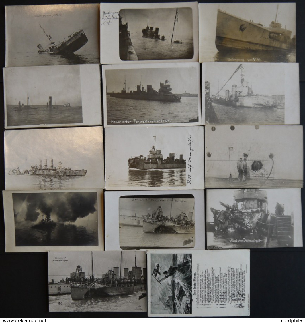 ALTE POSTKARTEN - SCHIFFE KAISERL. MARINE Havarierte Und Untergehende Marine Kriegsschiffe, 14 Verschiedene Fotokarten,  - Warships