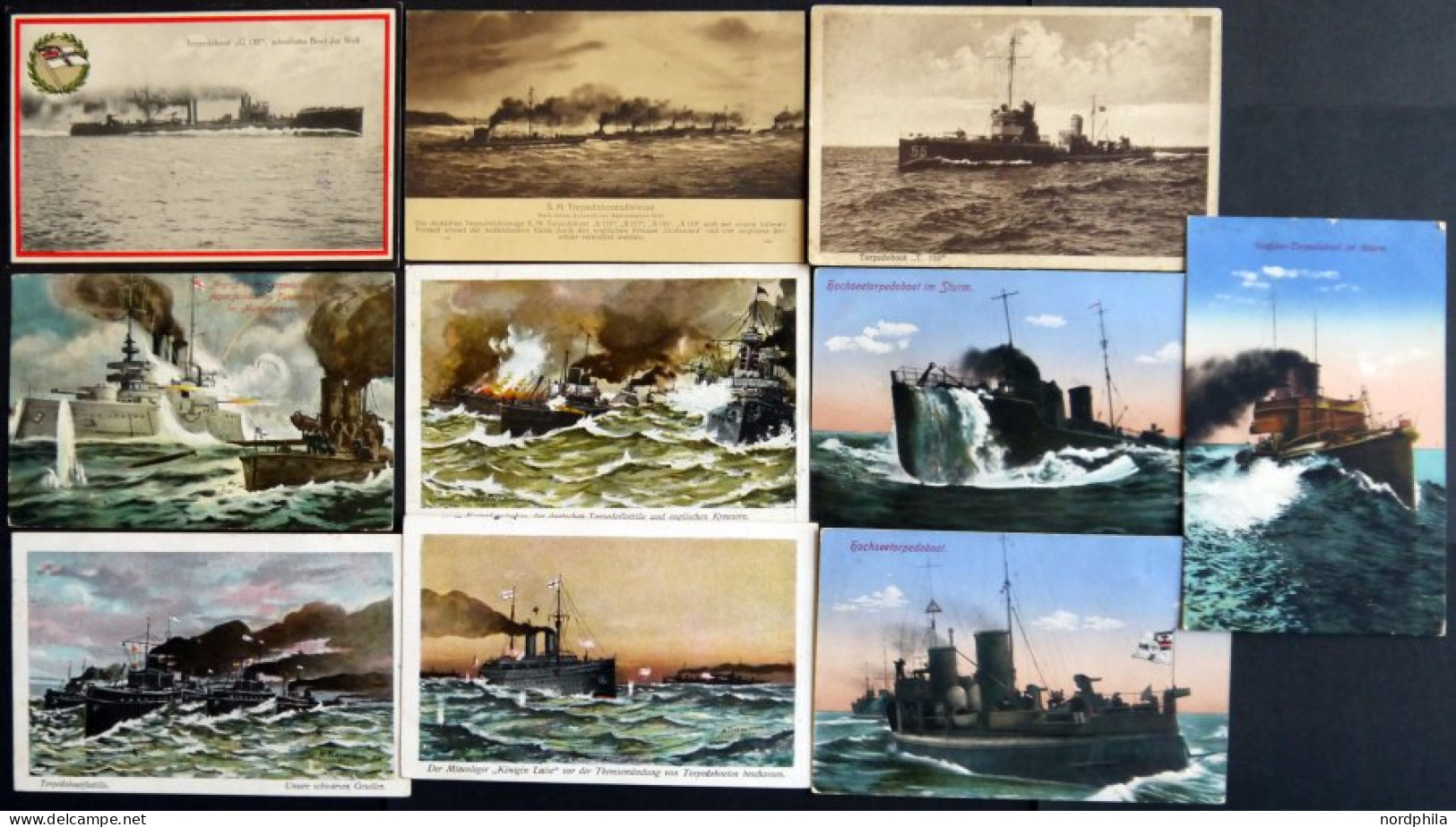 ALTE POSTKARTEN - SCHIFFE KAISERL. MARINE BIS 1918 Torpedoboote: 10 Verschiedene Karten - Guerra