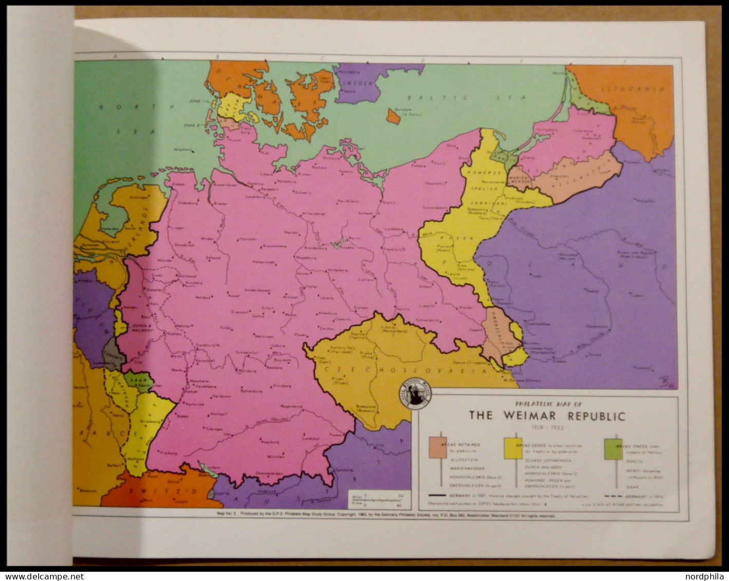 PHIL. LITERATUR 1949-1963, Germany Philatelic Society USA (Hrsg.), Library Series- Map Set, 8 Maps Of Germany: Farbige K - Filatelie En Postgeschiedenis