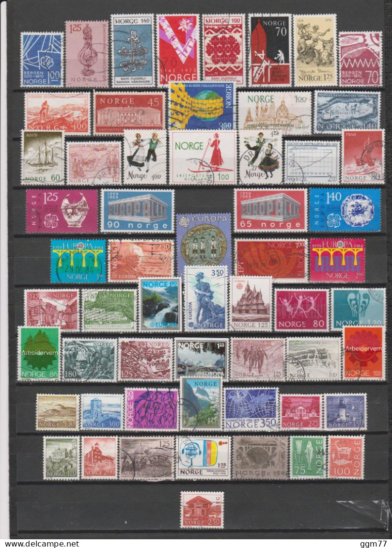 122 TIMBRES NORVEGE OBLITERES & NEUFS** + SANS GOMME DE 1961 à 1984    Cote : 84,30 € - Used Stamps