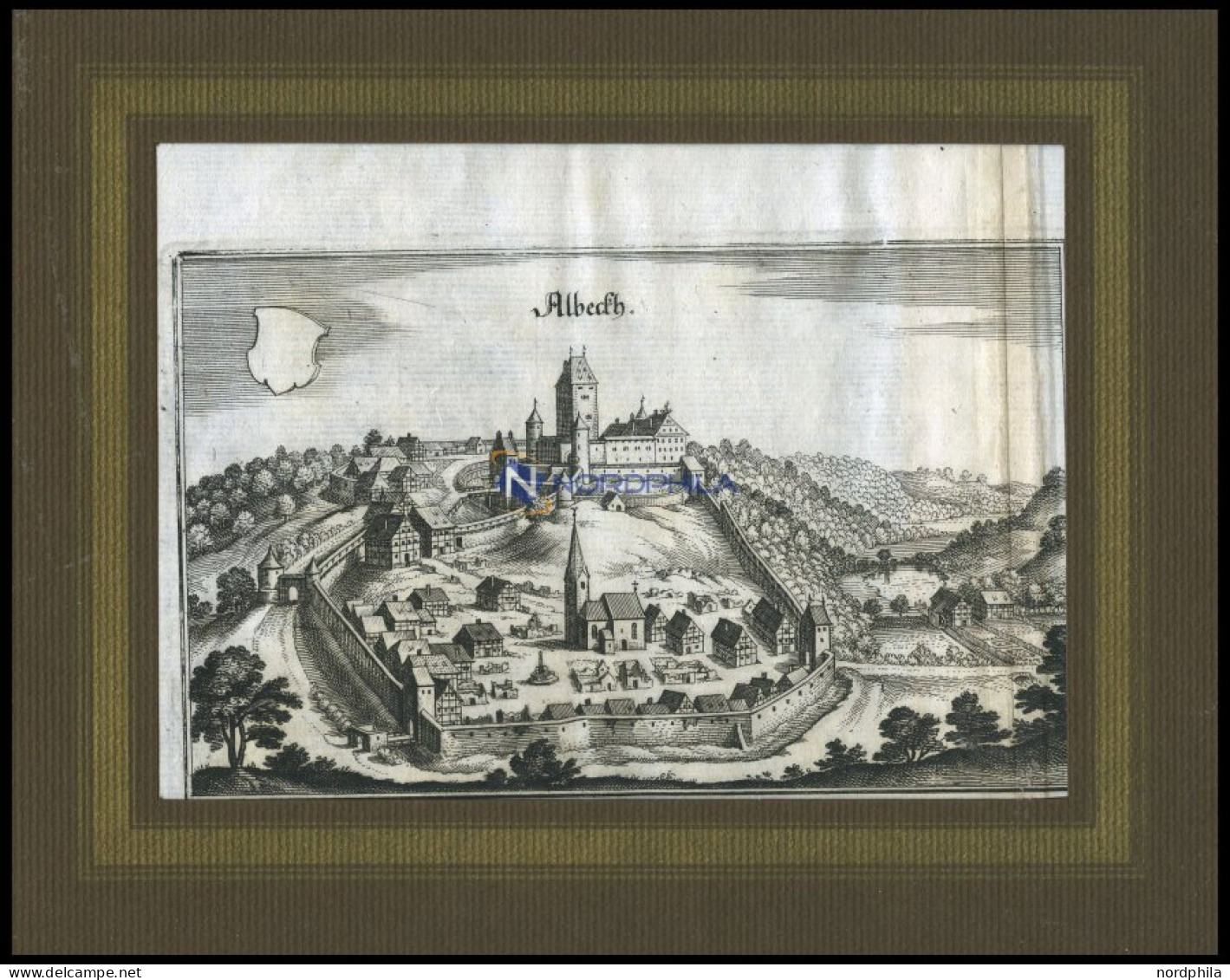 ALBECK, Gesamtansicht, Kupferstich Von Merian Um 1645 - Estampas & Grabados