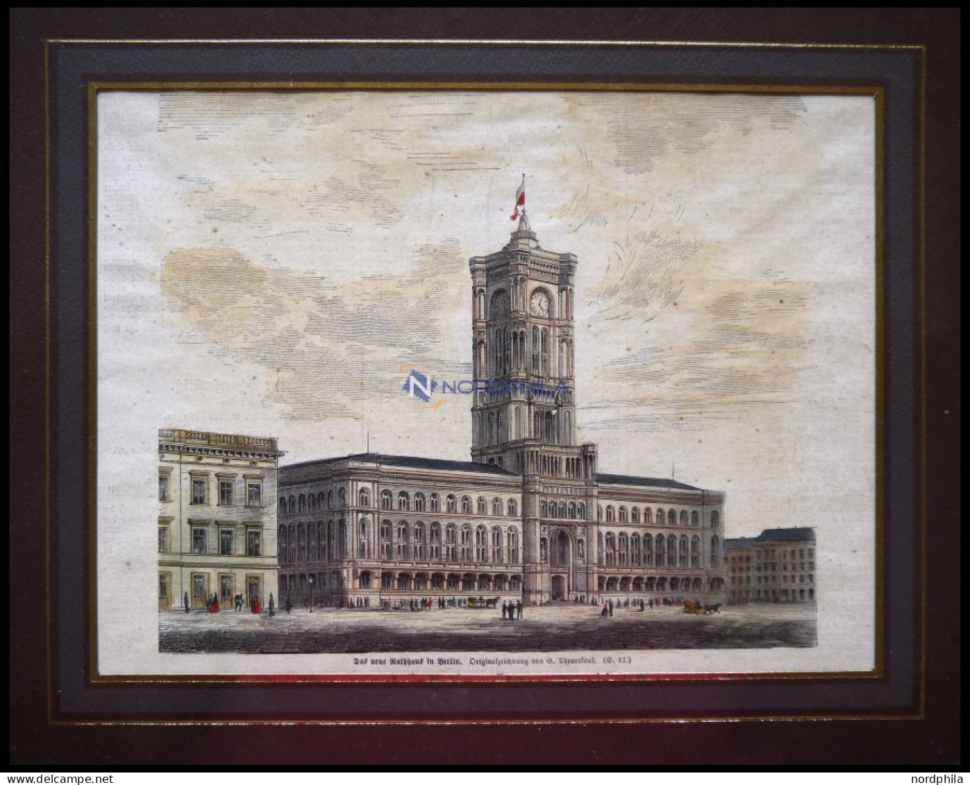 BERLIN: Das Neue Rathaus, Kol.Holzstich Nach Theuerkauf Um 1880 - Stiche & Gravuren
