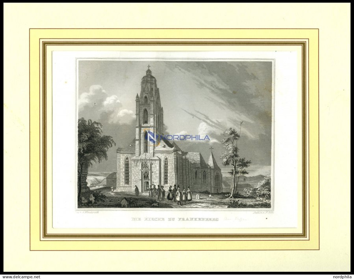 FRANKENBERG: Die Kirche, Stahlstich Von Wenderoth/Foltz, 1840 - Estampes & Gravures