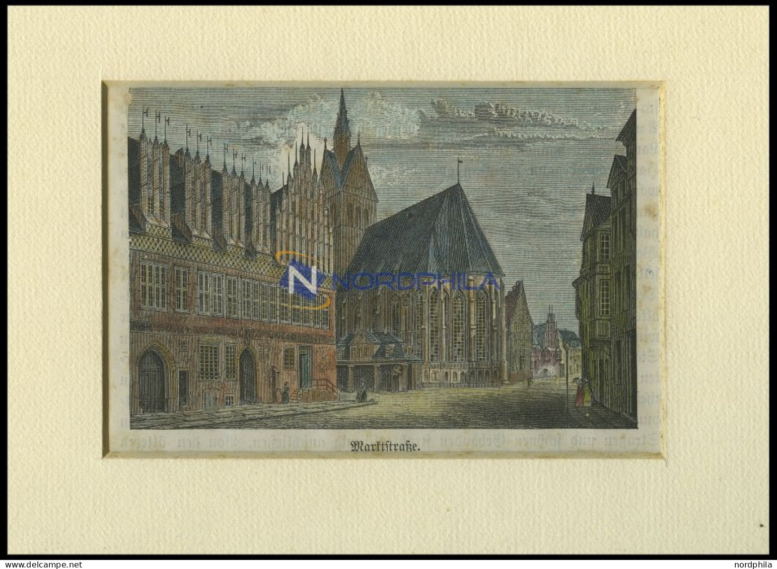 HANNOVER: Die Marktstraße, Kolorierter Holzstich Um 1880 - Prints & Engravings