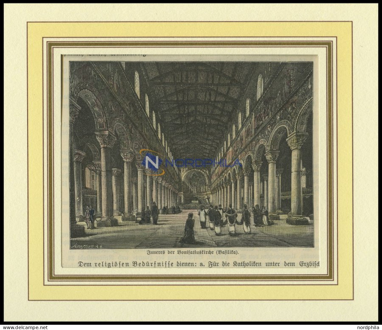 MÜNCHEN: Das Innere Der Bonifatiuskirche, Kolorierter Holzstich Um 1890 - Prints & Engravings
