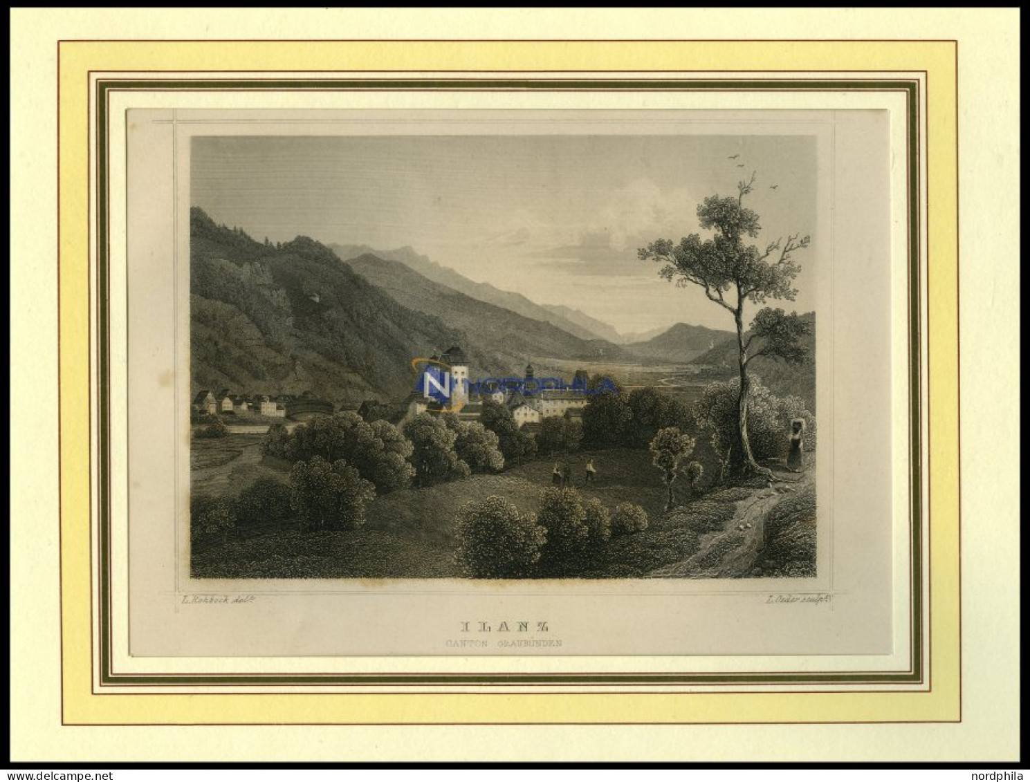 ILANZ/GRAUBÜNDEN, Gesamtansicht, Sta-St. Von Rohbock/Oeder Um 1840 - Litografía