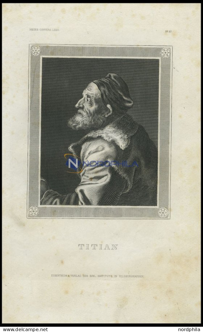 Titian, Stahlstich Von B.I. Um 1840 - Lithographies