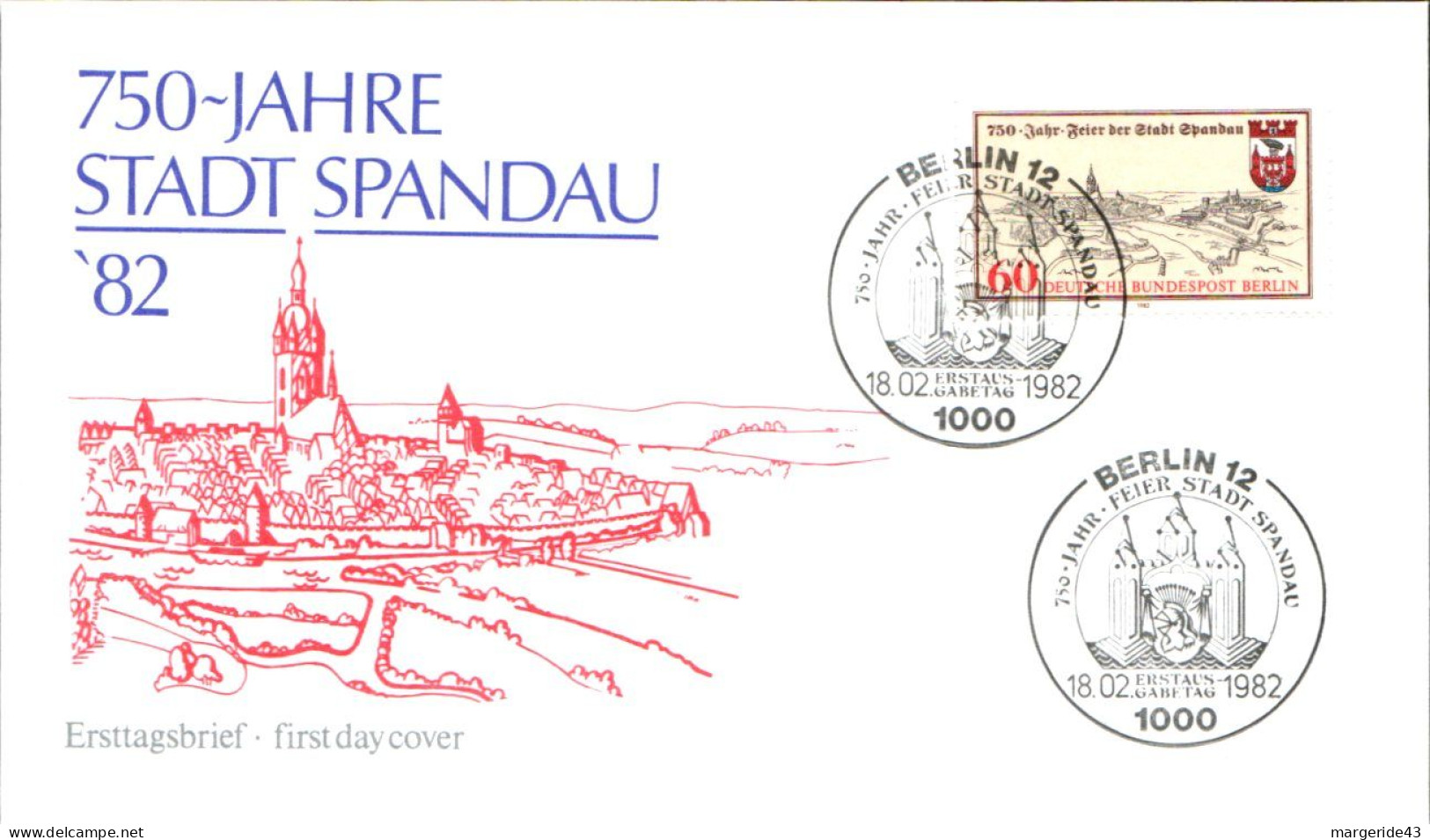 BERLIN FDC 1982 750 ANS DE SPANDAU - 1981-1990