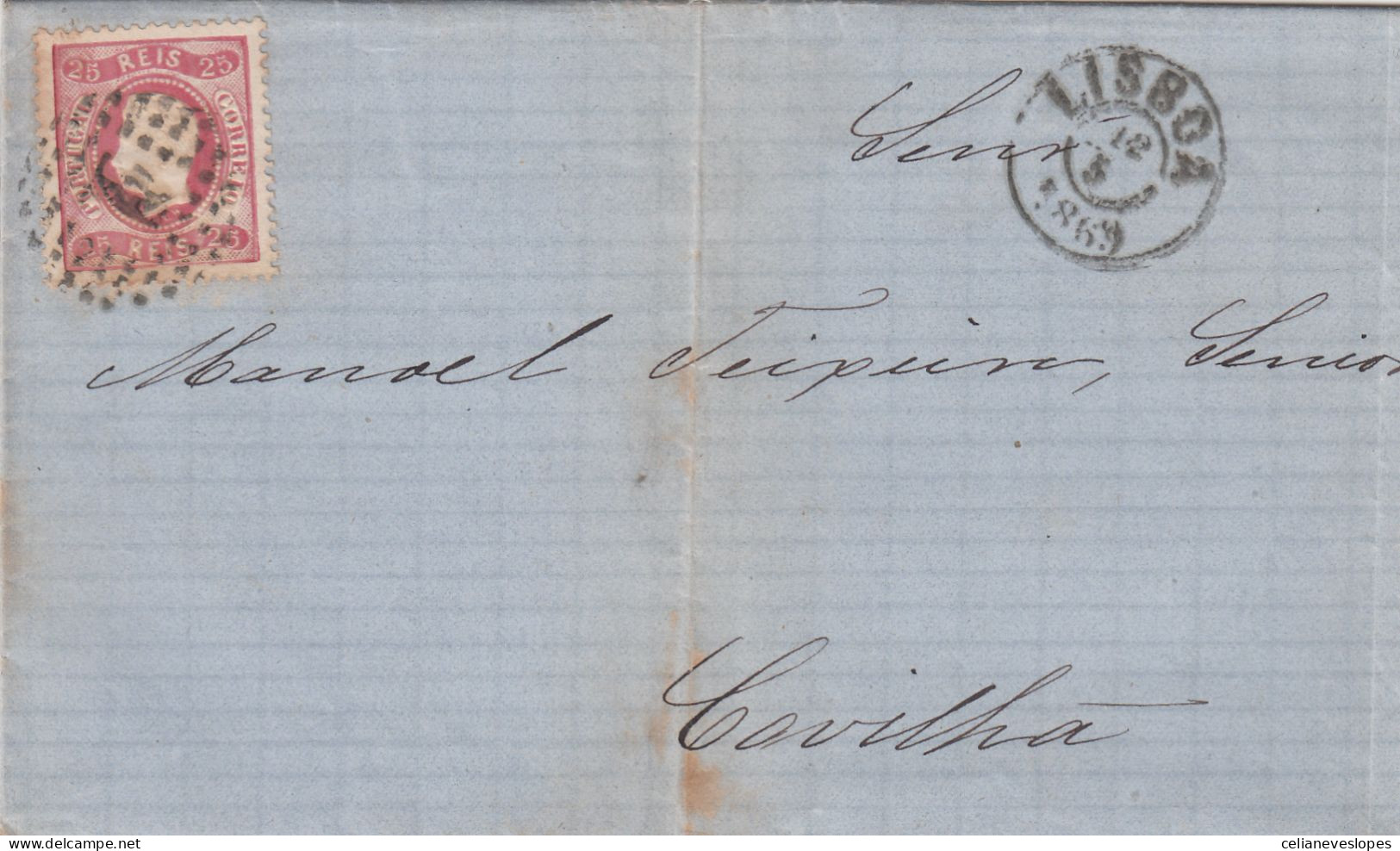 Portugal, Carta  Circulada De Lisboa Para A Covilhã Em 1869 - Lettres & Documents