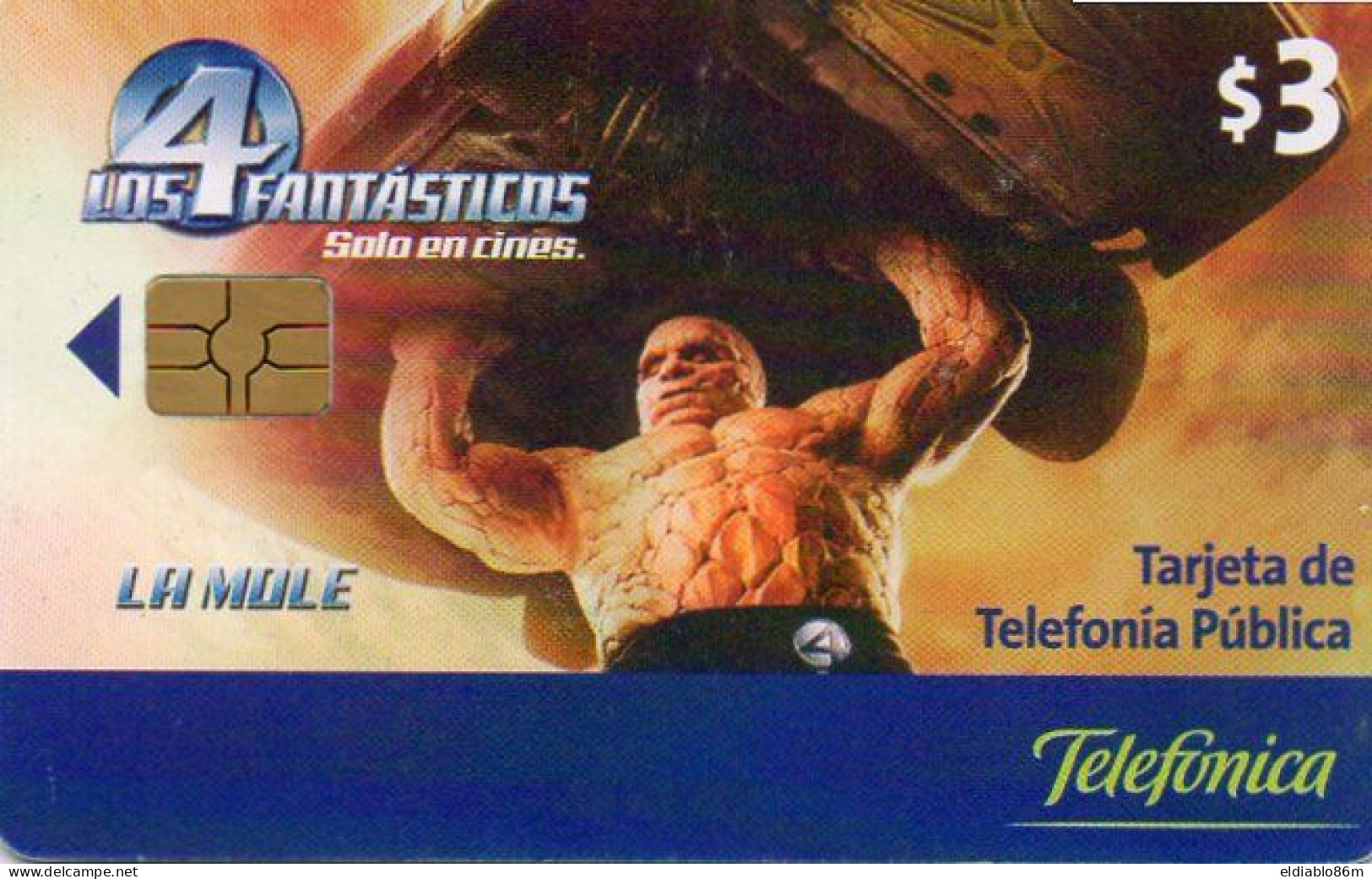 ECUADOR - CHIP CARD - CINEMA MOVIE COMICS - MARVEL - THE FANTASTIC 4 - THE THING - Equateur