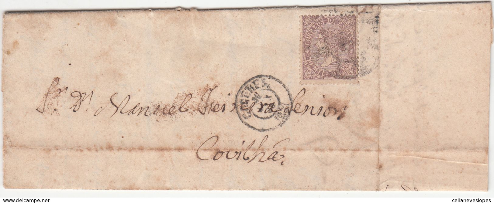 Espanha, Carta  Circulada De Badajoz Para A Covilhã Em 1869 - Storia Postale