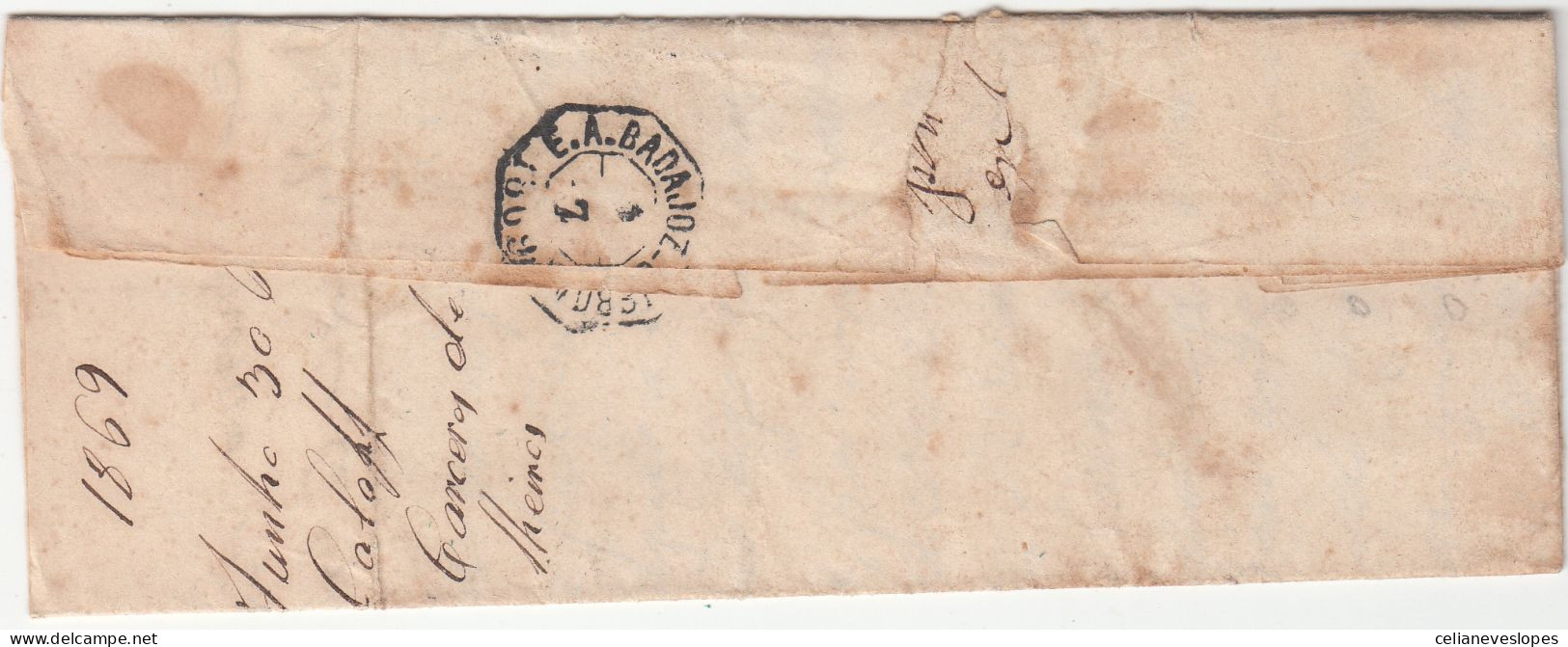 Espanha, Carta  Circulada De Badajoz Para A Covilhã Em 1869 - Briefe U. Dokumente